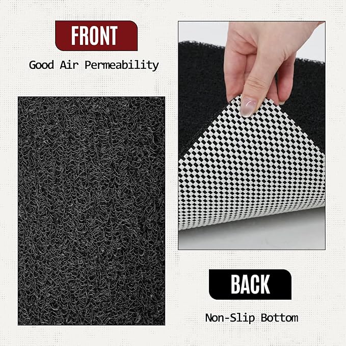 Joyhalo Shower Mat Bathtub Mat Non Slip, Bathmats Non Slip, Quick Drying Foot Scrubber Loofah Mats for Shower, Tub, Bathroom, Home, 32x24inch, Black