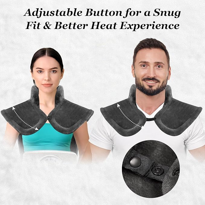 WUGE Mothers Day Gifts for Mom, Heating Pad for Neck Shoulder and Back, Birthday Gift for Women Men, Deeper Pain Relief, Large Weighted Heat Pad, ETL Certified, Gray