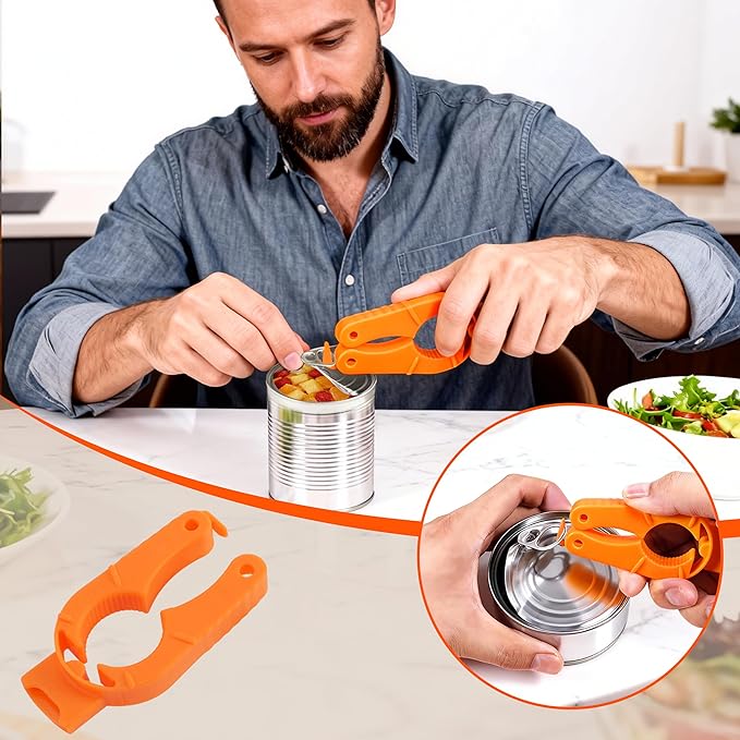 Plastic Bottle Cap Opener, 3pcs Multi Function Bottle Openers, with Magnetic Back Sticks to Fridge, Easy-Grip Lightweight for Jars Cans, Unusual Gifts for Seniors, Home Outdoor Orange