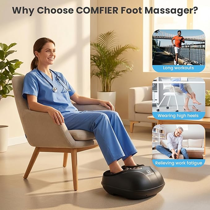 COMFIER HSA Eligible Shiatsu Foot Massager Machine with Heat, FSA Foot Massager for Neuropathy Plantar Fasciitis, Deep Kneading Feet Massager with Heat,Up to Size 13, Mother‘s Day Gifts for Mom