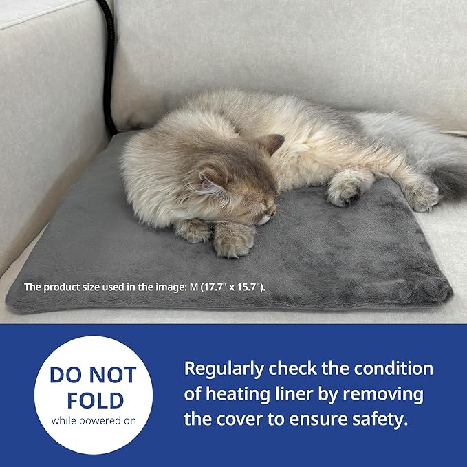 NICREW Cat Heating Pad, Temperature Adjustable Heated Cat Bed with Auto Shut Off Timer, Indoor Pet Heated Bed Mat for Small Dogs, 17.7 x 15.7 Inches