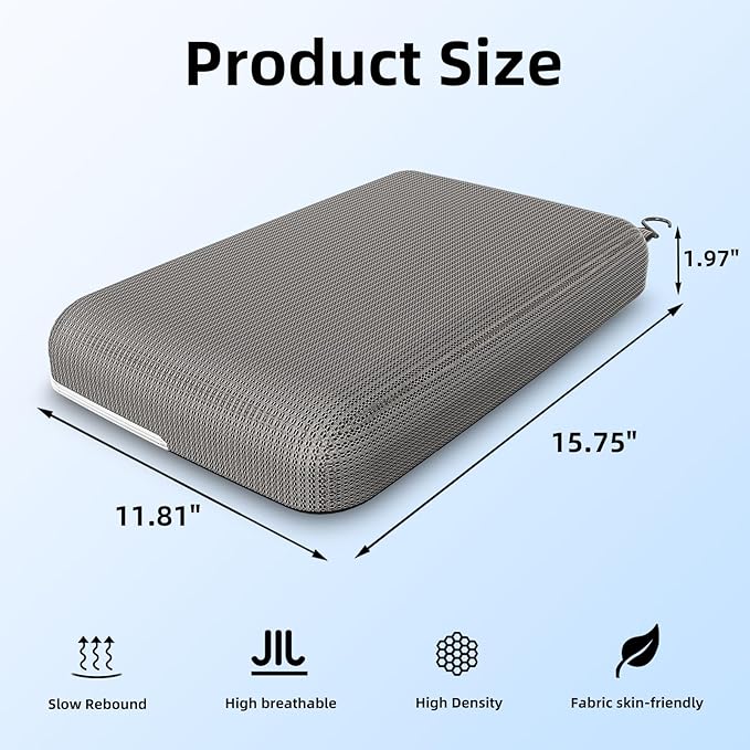 Shower Seat Cushion with Non-Slip Silicone Bottom, Shower Chair Cushion for Transfer Benches,Washable 3D Mesh Pad with Hook,Quick Drying Bathtub Chair Pad for Elderly, Pregnancy