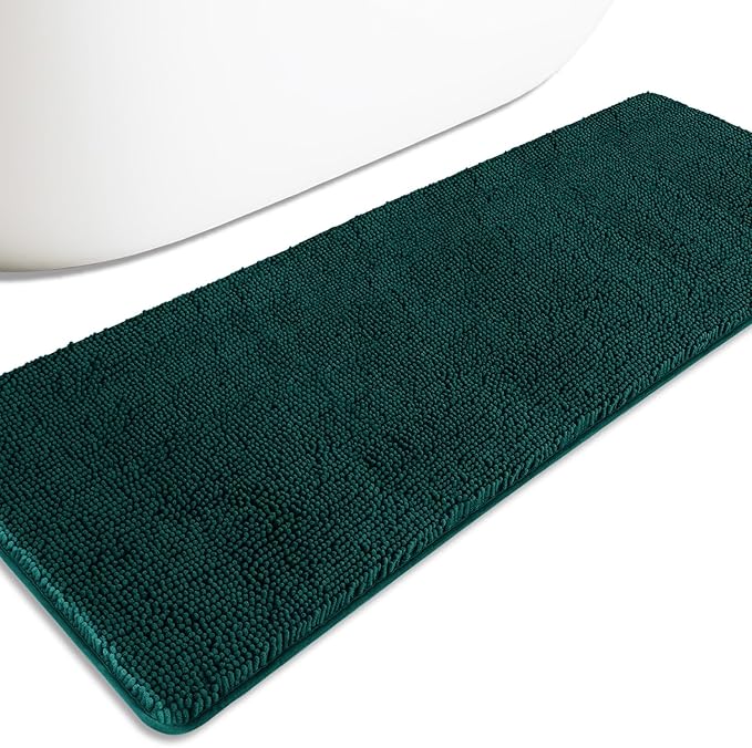 Bathroom Runner Rug 24 x 72 Non Slip – Extra Long Bath Mat | Absorbent and Washable Thick Chenille Runner Rug for Bathroom, Shower, Tub, Sink(Dark Teal)