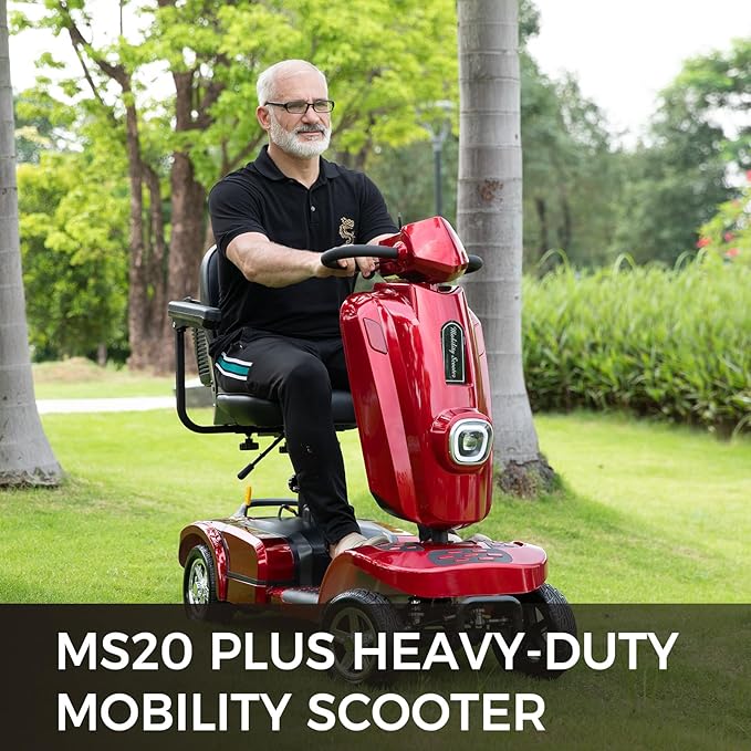 Heavy Duty Mobility Scooter for Seniors/Adults, 500W 400LBS Capacity Electric Scooter, All Terrain Mobility Scooters for Travel 10" Off Road Tires, Long Range 4 Wheel Scooter 9MPH, Red 16Miles