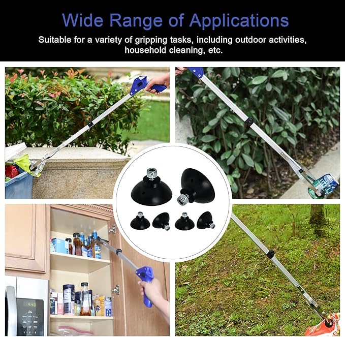 Grabber Tool Reacher Rubber Suction Cups, Replacement Gripper Cups Tips Part for Repair, Outdoor Long Reach Pick up Gripper Parts for Arcmate Ez Heavy Duty Pickers, Rubber Cups with Locknuts (6 Cups)