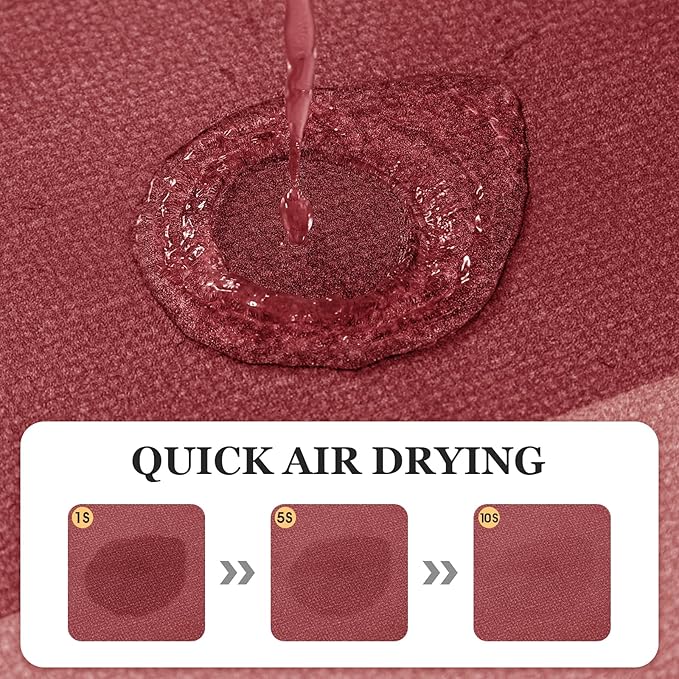 ACCUMTEK Non Slip Bath Mat, Thin Bathroom Rugs Fit Under Door, Quick Dry Bath Mats, Machine Washable Bath Rugs for Bathroom, Bathtub & Kitchen, Red/Bordered/24 x17