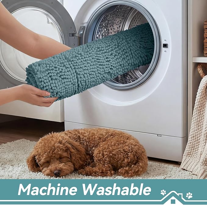 Bcoimo Super Absorbent Dog Door Mat, 30"*20" Anti Slip Mat for Muddy Paws, Pet Rugs for Dirty Paws Washable that Absorbs Moisture and Dirt, for Dog Cage and Pet Resting Carpet