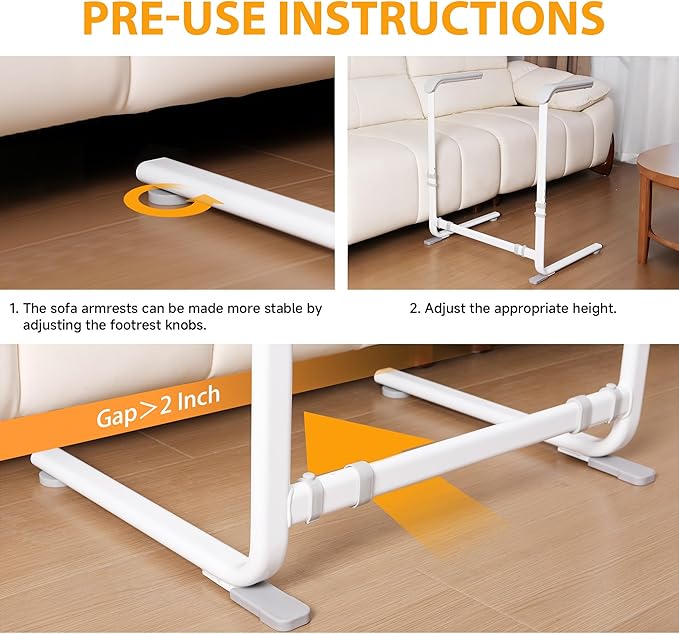 Couch Stand Assist with Handrails, Width and Height Adjustable Stand Assist Aid for Elderly, Up to 400 LBS, Sofa and Chair Lift Assist Devices for Seniors, Disabled and Patients, Gray