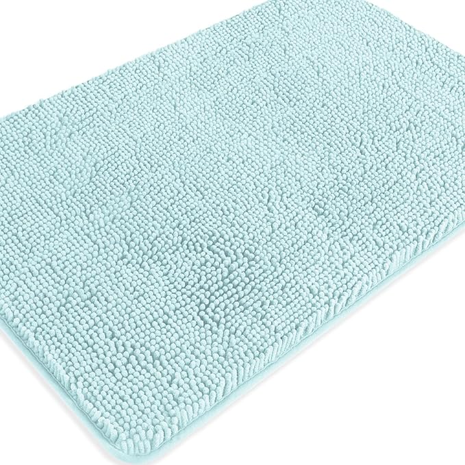 Aqua Bathroom Rugs – Absorbent and Washable Bath Mat, Non-Slip, Thick Soft Chenille Bath Rugs for Bathroom Floor, Shower, Sink - 24" x 36"