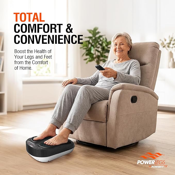 Power Legs Electric Foot Massager Machine with Remote Control, Adjustable Speed, Vibration - Calf Massager - Feet Massager for Neuropathy Pain Relief, Plantar Fasciitis, Leg Blood Circulation (Black)