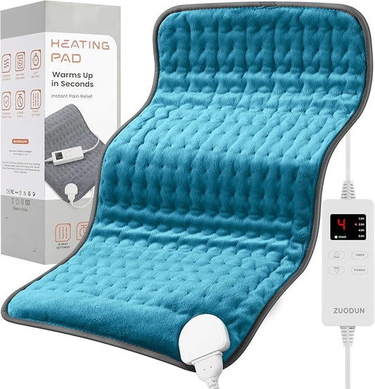 Electric Heating Pad for Back and Shoulder Pain Relief, Soft Heat Blanket with 6 Heat Levels & 4 Timers, Moist/Dry Heat, Auto Shut-Off, Washable Heat Pad, Ideal Gifts for Men & Dad