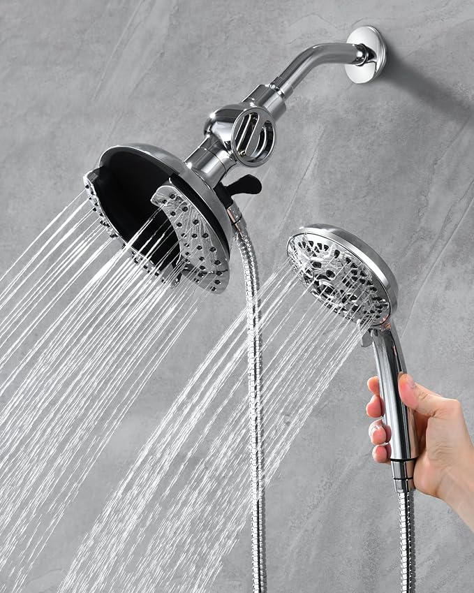 INAVAMZ 2-in-1 Filtered Shower Head with Handheld: Dual Shower Heads with Rain Shower & Handheld Shower Head, 10-Mode Detachable Shower Head with Massage Spray, Shower Trim Systems