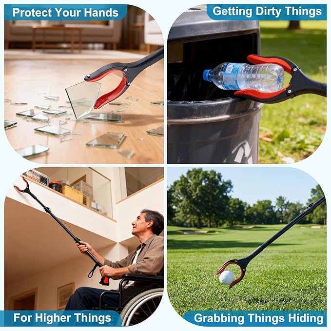 360° Rotating Grabber Reacher Tool, 32" Grabbers for Elderly 2 Pack Reaching Assist Tool – Heavy Duty Handheld Gripper for Trash Pickup, Elderly, Surgery Recovery, Wheelchair Lightweight Mobility Aid