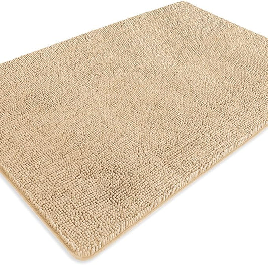 Bathroom Rugs 40 x 60 Inch – Extra Large Bath Mat | Absorbent and Washable Thick Chenille Bath Rugs Non-Slip Runner Rug for Bathroom, Shower, Tub(Ivory Cream)