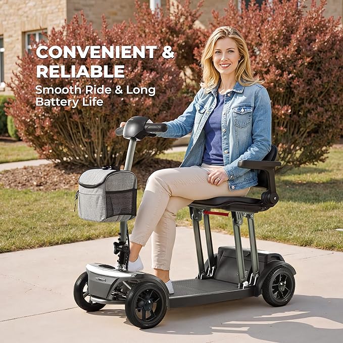 Mobility Mobility Scooter for Seniors and Adults, Lightweight Foldable 42 lbs Aluminum Frame, Airline-Approved 20Ah Lithium Battery, 265 lbs Capacity, Brushless Motor, LED Lights, USB Port