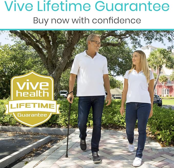 Vive Folding Cane - Foldable Walking Cane for Men, Women - Fold-up, Collapsible, Lightweight, Adjustable, Portable Hand Walking Stick - Balancing Mobility Aid - Sleek, Comfortable T Handles