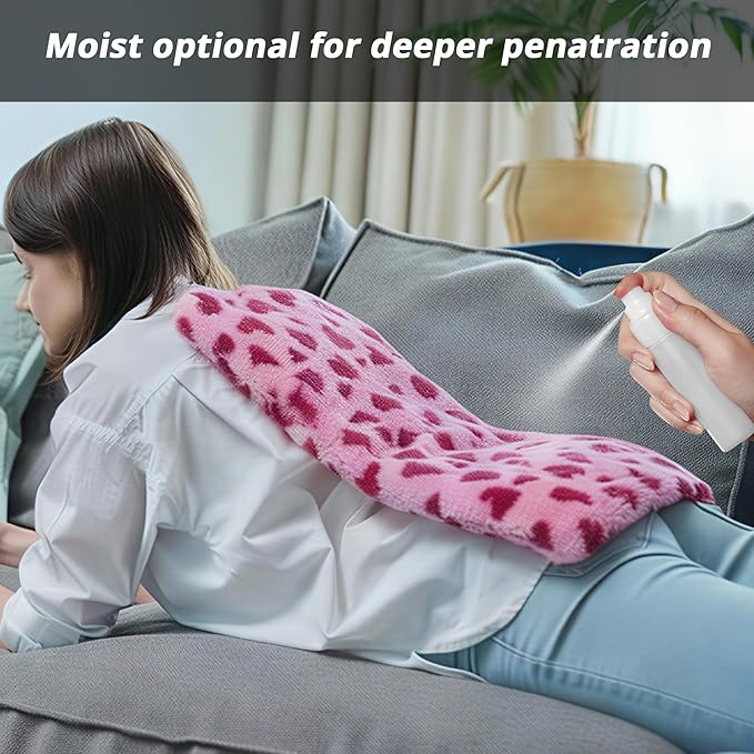 ZXU Sherpa Heating Pad for Back Pain and Cramps Relief Relief, Ultra Soft Cute Heating Pad, 12 Heat Settings, 8 Timer Settings,Stay on Function Hot Heated Pad, Pink Heart Pattern, 12 x 24 Inch