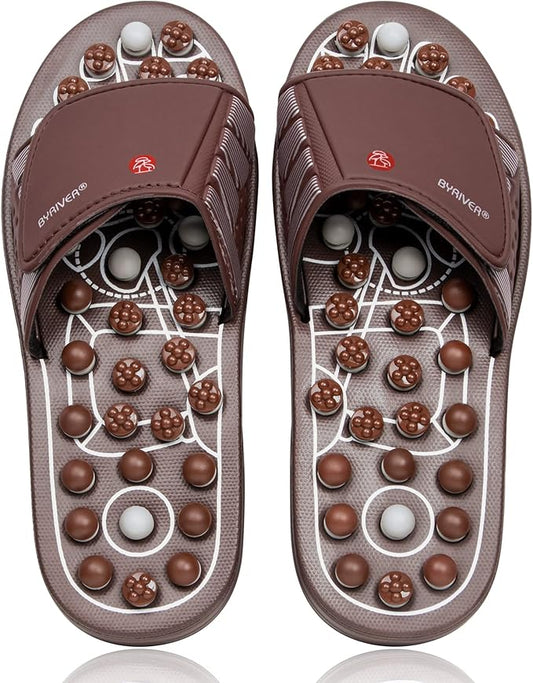 BYRIVER Under Desk Foot Massager Footrest Acupressure Slippers Sandals Shoes Mat for Men Women, Relieve Plantar Fasciitis Neuropathy Pain, Stress Relief Massager, Gifts for Runners (03XS)