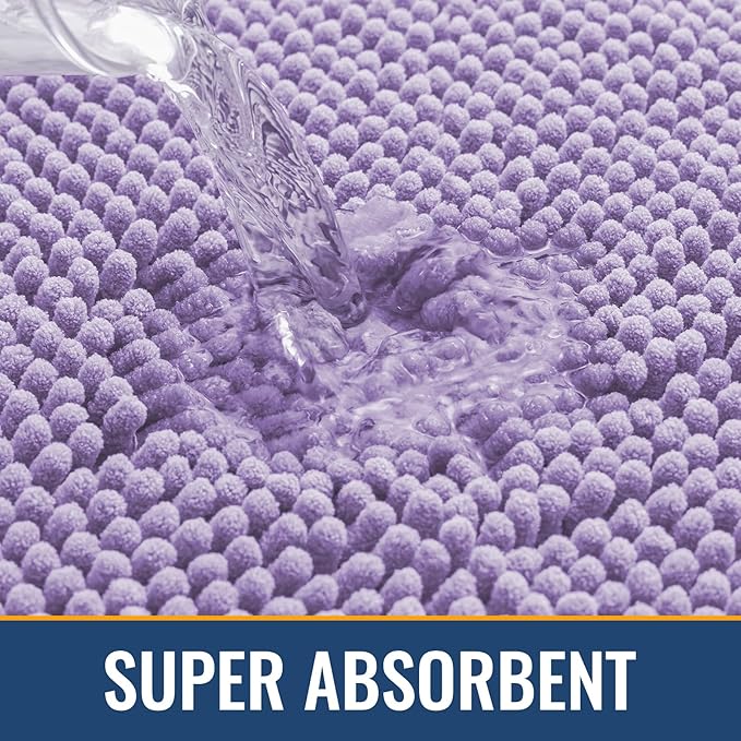 Arotive Bathroom Rugs 24x16, Extra Soft Absorbent Shaggy Chenille Bath Rugs, Machine Washable Rubber Backing Non-Slip Bath Mats for Bathroom Floor Tub and Shower, Home Decor Accessories,Lavender