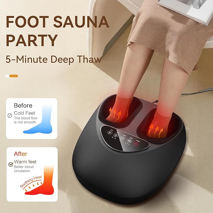 Shiatsu Foot Massager Machine - Toasty Toes Heaven! Heat Surge Technology for Couch Potatoes & Workaholics, Deep Kneading Therapy, Ergonomic Contoured Design