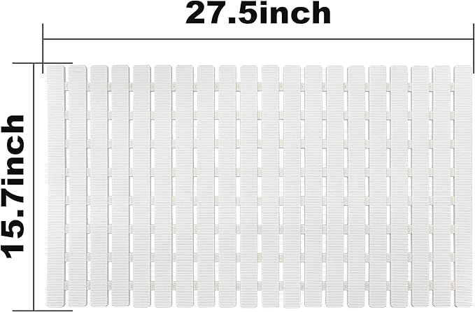 BEMISO Shower Mat Non Slip Bathtub Mat with Suction Cups and Drain Holes 27.5 x15.7 Inch Bath Mat for Tub & Shower.Easy Dry,Easy to Cut,Eco-Friendly