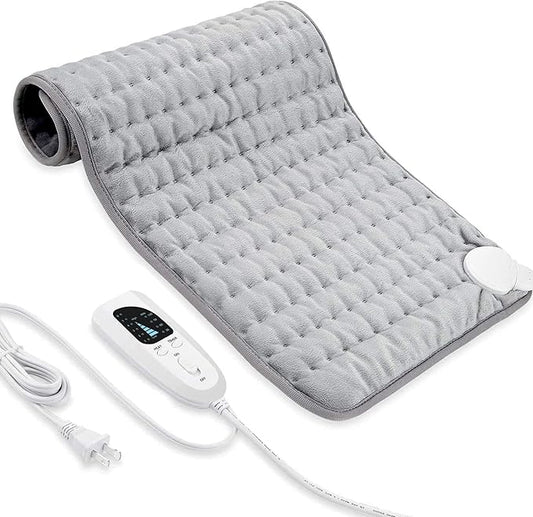 33"X17" Electric Heating pad with 6 Heat Settings, Auto Shut Off, Silver Gray Dry Electric Heating for Back Neck Knee Arms Legs Shoulder Heat Pads for Christmas Birthday Father's Day Mother's Day