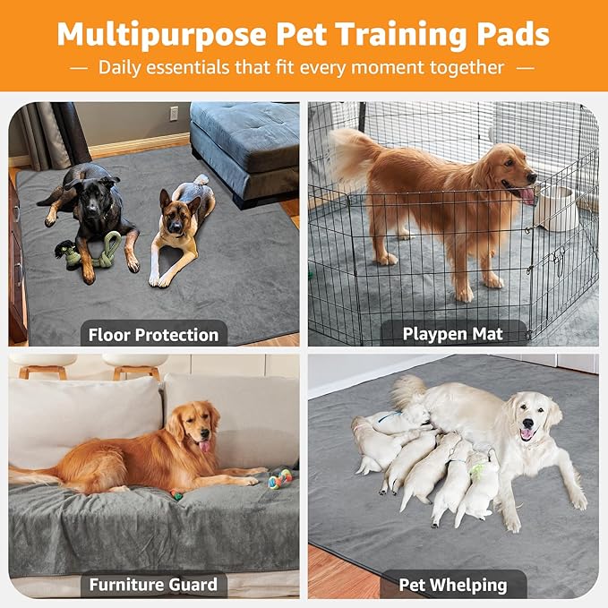 PICK FOR LIFE Washable Dog Pee Pads, 48x48 Reusable Puppy Whelping Pads, Absorb Dog Mats Non-Slip Reusable Pet Training Pad for Whelping, Potty, Training, Playpen, Crate, 2PACK