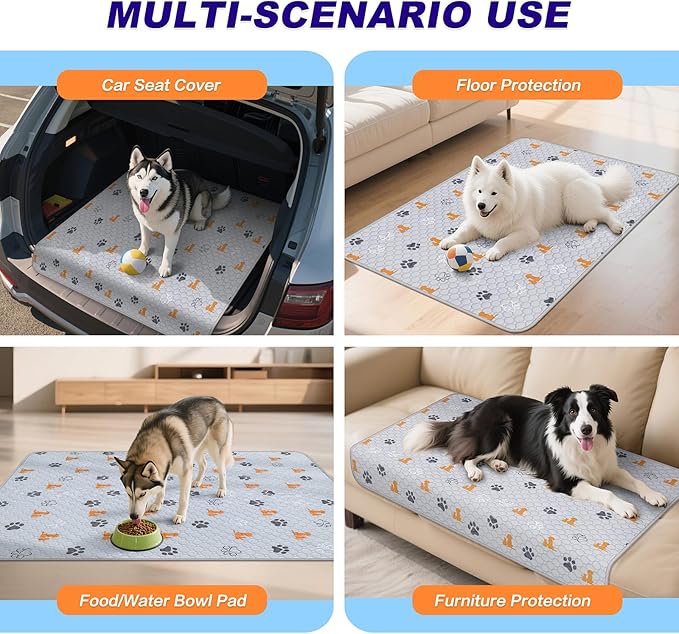 WanpeeGoo Washable Pee Pads for Dogs, 2 Pack Absorbent Reusable Training Dog Pads Pet Puppy Pads, Non-Slip Potty Pads for Whelping, Playpen, Crate, Bed, Orange, 36"x36"