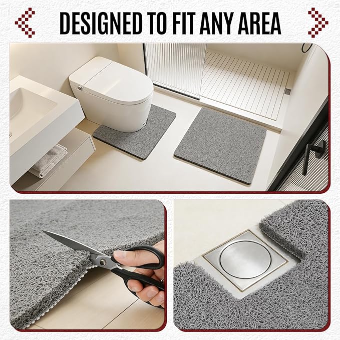 Joyhalo Shower Mat Bathtub Mat Non Slip, Bathmats Non Slip, Quick Drying Foot Scrubber Loofah Mats for Shower, Tub, Bathroom, Home, 24 * 24inch, Grey