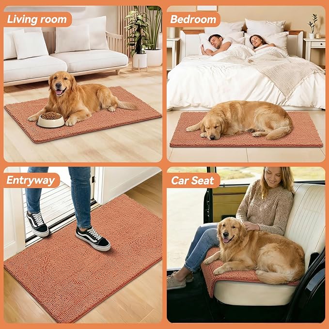 Bcoimo Super Absorbent Dog Door Mat, 48"*30" Anti Slip Mat for Muddy Paws, Pet Rugs for Dirty Paws Washable that Absorbs Moisture and Dirt, for Dog Cage and Pet Resting Carpet