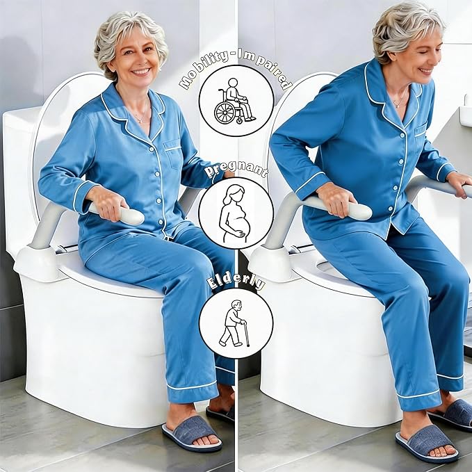 Toilet Safety Rails for Seniors,Easy Installation & Sturdy Handicap Toilet Safety Frame,Seat Handles for Elderly Disabled or Mobility Issues