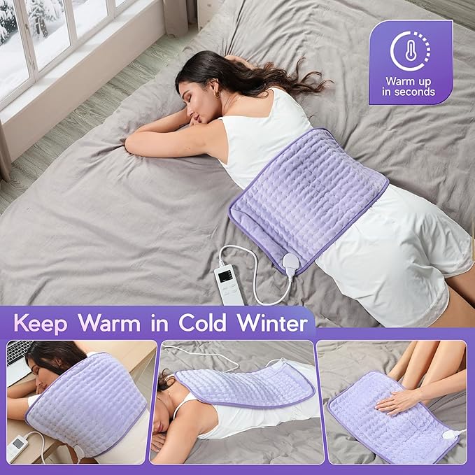 Heating Pad for Period Cramps, Heating Pad for Back/Neck/Shoulder Muscle Pain, 6 Heating & 4 Timer Setting, Auto Shut Off, Dry/Moist Heat & Machine Washable, Birthday Christmas Gifts for Women Mom