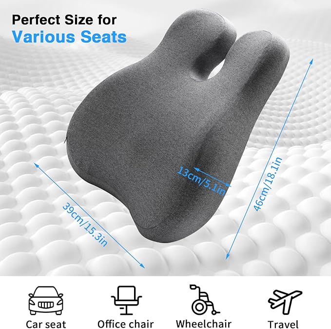 FRIENA Lumbar Support Pillow for Office Chair & Home– High-Density Memory Foam Back Cushion for Lower Back Pain Relief, Ergonomic Back Support Pillow with Breathable Washable Cover – Gray