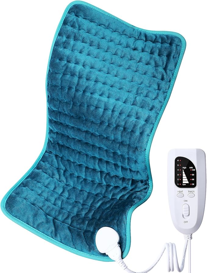 Heating pad for Back/Shoulder/Neck/Leg Pain Relief, Heating Pads for Period Cramps, 6 Fast Heating Settings, Auto-Off, Machine Washable, Birthday Gifts for Women Mom, Extra Large 12"x24", Blue