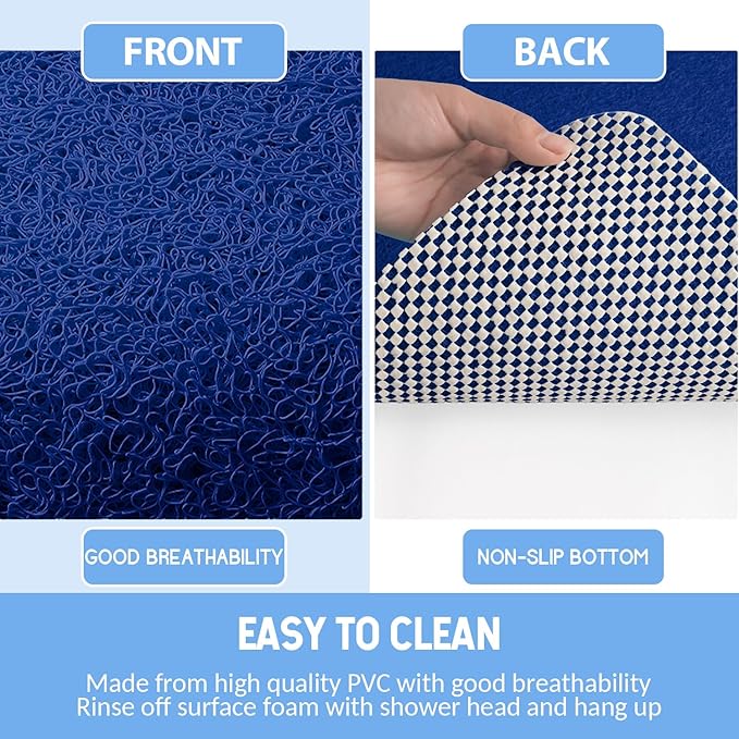 Hargiis Non-Slip Bathtub Mat, Anti Slip Shower Mat, Fast Drying Bathtub Mats, Foot Scrubber Mat, Anti Slip Mat for Tub, Floor, Bathroom, Kitchen, Home, Hotel (Navy Blue 36"×24")