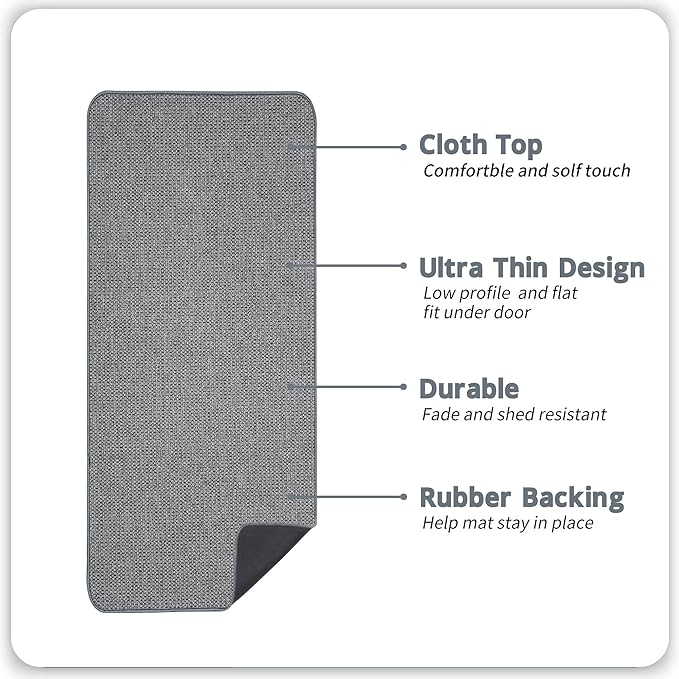 Bosap Bath Mat,Ultra Thin Bathroom Runner Rugs,Large Bath Mats for Bathroom,Quick Dry,Non-Slip,Machine Washable,Low Pile,Bath Rug,Shower Outside,Sink,Home Decor Accessories.Grey,1'9"x3'11"（21x47inch）