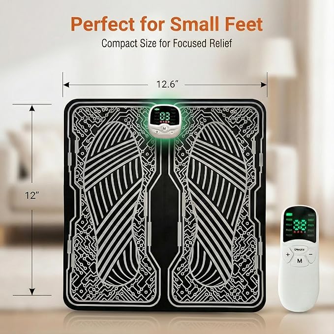 Foot Massager for Relaxation – 10 Modes 30 Intensities, Foldable Portable Foot Mat for Daily Life Home Office Travel