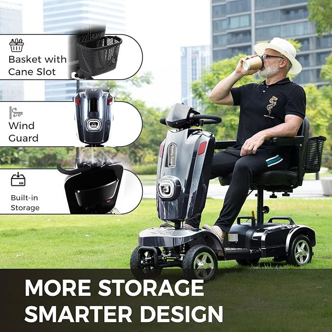 Heavy Duty Mobility Scooter for Seniors/Adults, 500W 400LBS Capacity Electric Scooter, All Terrain Mobility Scooters for Travel 10" Off Road Tires, Long Range 4 Wheel Scooter 9MPH, Gray 26Miles