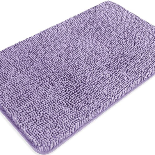 Lavender Bathroom Rugs – Absorbent and Washable Bath Mat, Non-Slip, Thick Soft Chenille Bath Rugs for Bathroom Floor, Shower, Sink - 20" x 32"