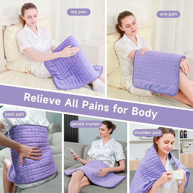 Heating Pad for Back Pain Cramps Relief, 17"x33" Extra Large Heating Pad Portable Heating Pads Birthday Christma s Gifts for Women, 6 Heat Levels, 4 Time Setting