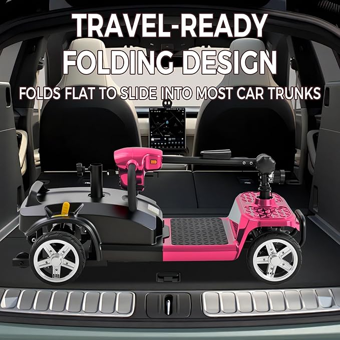 4 Wheel Mobility Scooter for Seniors & Adults 15 Mile Range, 6 MPH Powered Mobility Scooter with 300 lbs Capacity, Foldable Compact Mobility Scooter for Travel, Electric Wheelchair