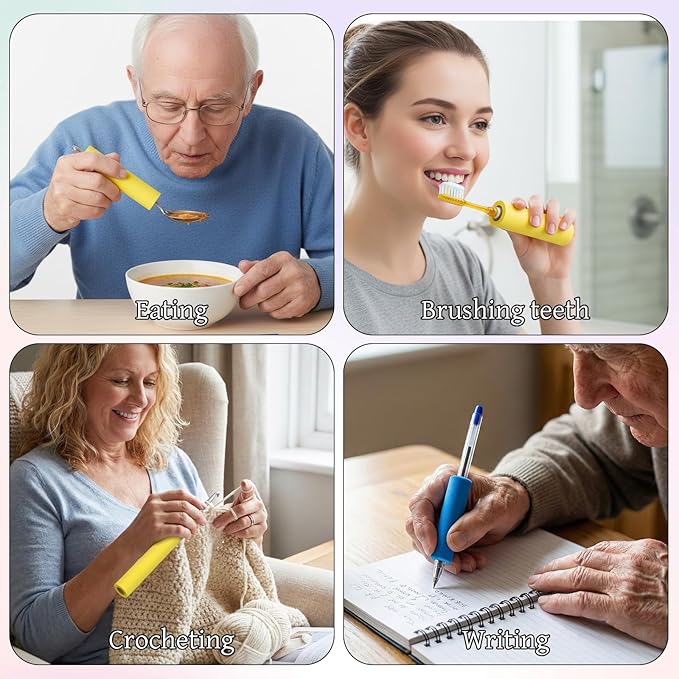 6 Pcs Foam Grip Tubing, Foam Tubing for Utensil for Elderly Disabled 3 Sizes, Yellow, Red, Blue