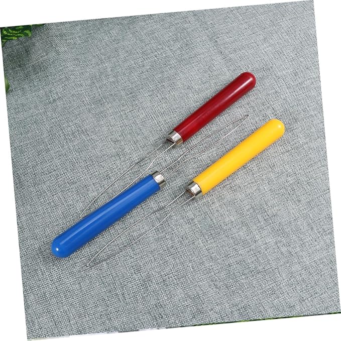 6pcs Button Assist Device Comfortable Plastic Handle Stainless Steel Helper Grip Tool for Easy Buttoning Red Yellow Patterns