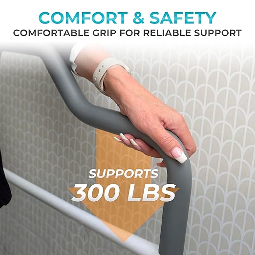 Stander Wonder Toilet Safety Rails for Seniors, Adjustable Detachable Toilet Frame with Padded Handles for Elderly Adults, Foldable Handicap Support Rail with Footrest, Fits Any Toilets