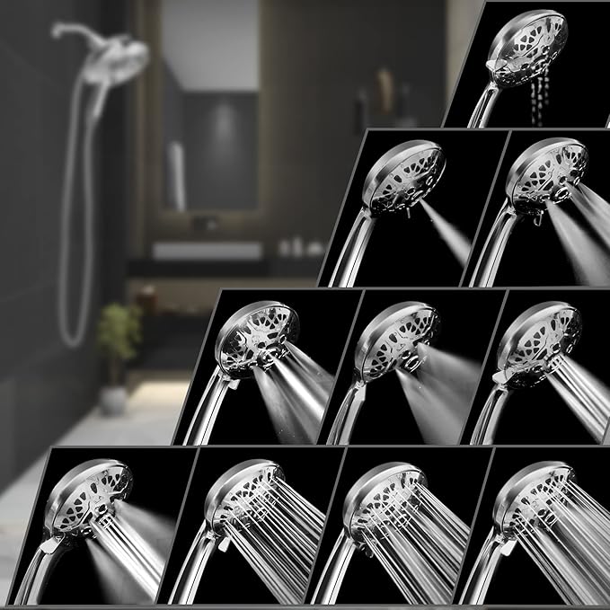 INAVAMZ Shower Heads with Handheld Spray Combo: 7.2" Rain Shower Head & Handheld Shower Head 2-IN-1 Shower Head with 60" Rotatable Stainless Steel Hose, Shower Trim Systems