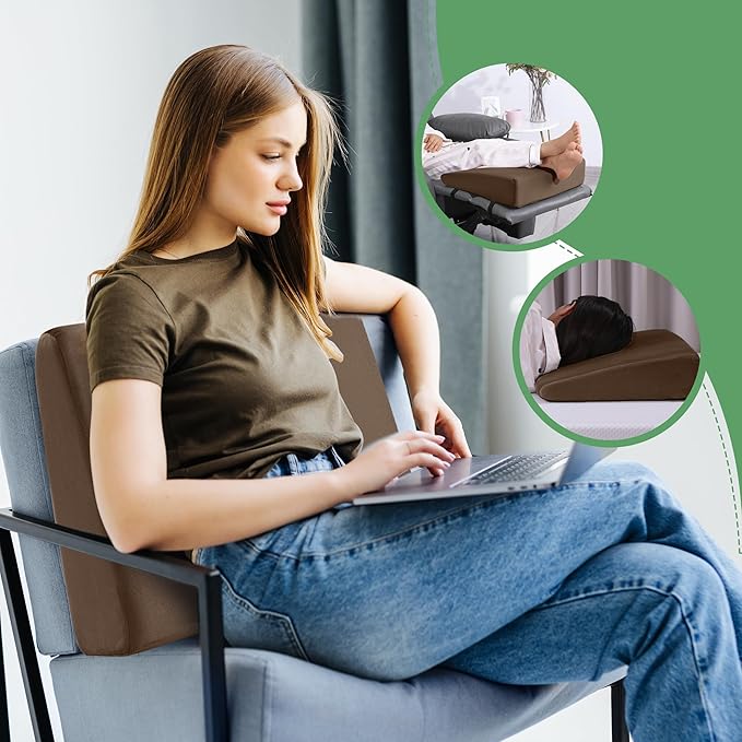BALAPET Large Recliner Leg Pillow, Memory Foam Recliner Cushion Wedge Shape Recliner Footrest Extender,Leg、Back and Lumbar Support Pillow with Adjustable Elastic Straps(Coffee)