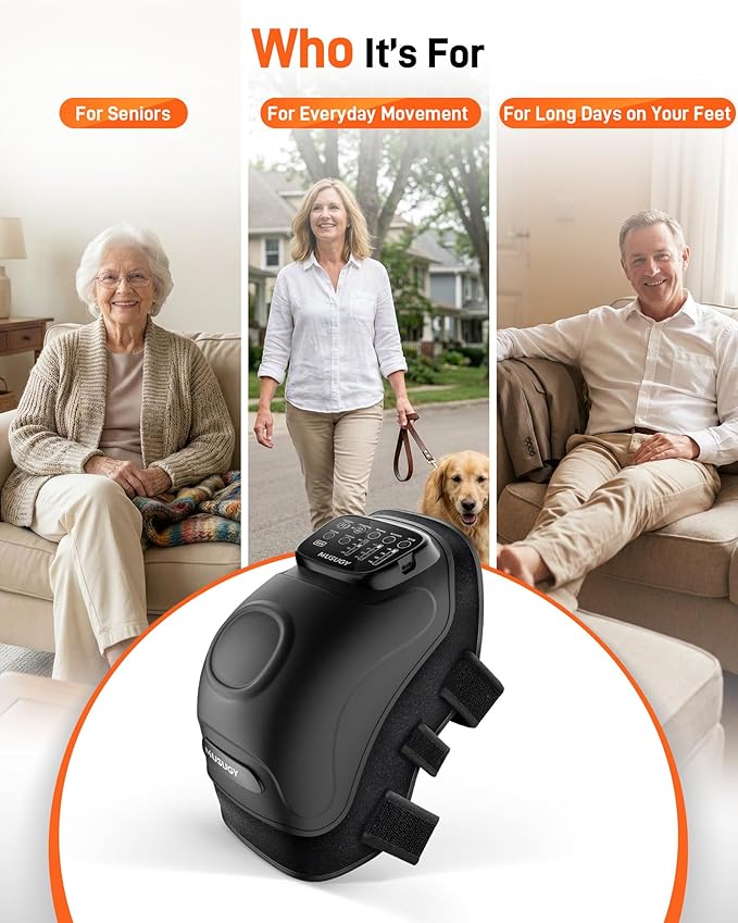 Knee Massager with Heat and Red Light Therapy : 4-in-1 Compression Massage with 14 Chambers & Vibration for Pain Relief, Cordless Home Office Use for Seniors and Active Adults, FSA-HSA Eligible