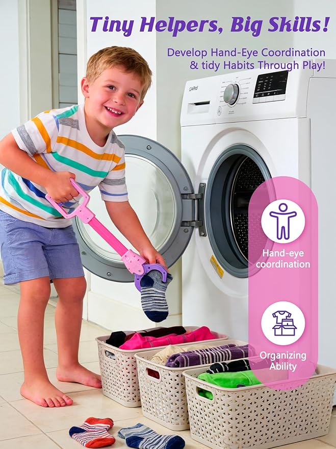 Claw Grabber Toy for Kids, Kids Robot Hand Pickup Tool, 15.7 Inch Pink Interactive Grabber Claw, Fun Mechanical Hand Toy for Children’s Play & Cleanup
