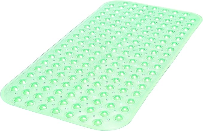 Large Non-Slip Bathtub & Shower Mat 31 inch x16 inch (Smooth/Non-Textured Tubs Only) Safe, Clean, Machine-Washable, Superior Grip&Drainage, Vinyl, Transparent Light Green, Medium