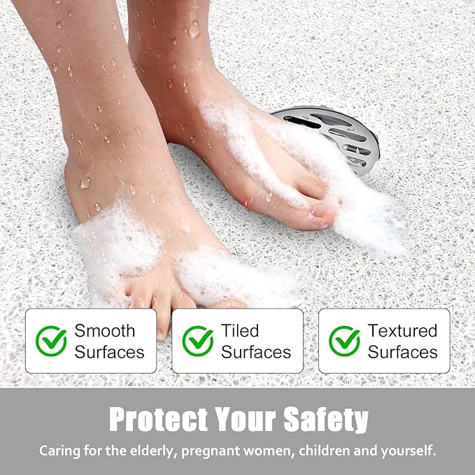 ZOESOE Square Shower Mat Non Slip: 32x32 Inch Large Shower Mats for Inside Shower with Drain Hole in Center, Super Soft PVC Loofah Massage Shower Stall Mat, Anti Slip Shower Floor Mat, Quick Drying